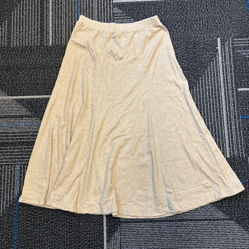 Vintage Peruvian Connection Medium Oatmeal A-Line Skirt Pima Cotton